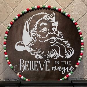 Santa Wreath | Christmas Home Decor | Christmas Sign | Welcome Santa Sign